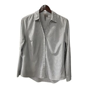 BRINA & EM Long Sleeve Pin Stripe Women’s Button Down Top Size M NWOT